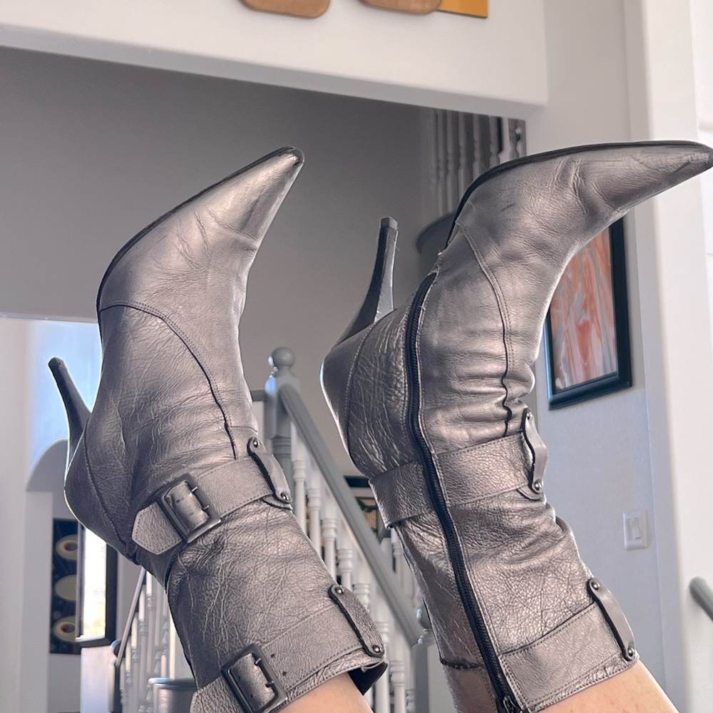 Charles David 20th Collection Silver Buckle Boots
